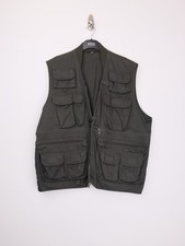 Men's Utility Fishing Gilet Vest Olive Green Size XL