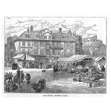 NORWICH Old House at the Market Place - Antique Print 1883