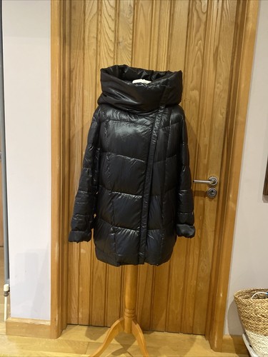 Black feather down puffer - &,