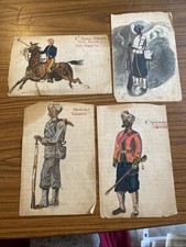 Antique Indian Military Uniform W/C Paintings X 7 -3 Back To Back 19th Century R