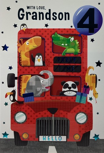 Grandson 4th birthday card - grandson,