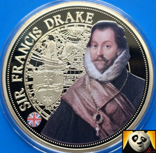 The Greatest Explorers Sir Francis Drake Gold Plated 50mm Coin Medal