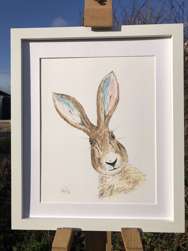 Hare rabbit print signed - hare, by