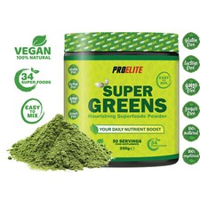 ELITE Super Greens Powder 250g 34+ Super Foods Spirulina Chlorella Barley Grass