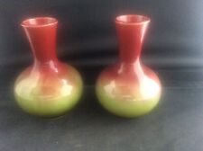 Pair Antique Victorian British Art Pottery c1890 Miniature Vase poss Burmantofts
