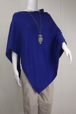 CASHMERE Poncho ROYAL BLUE