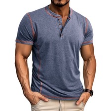 Mens Henley T-shirt Short