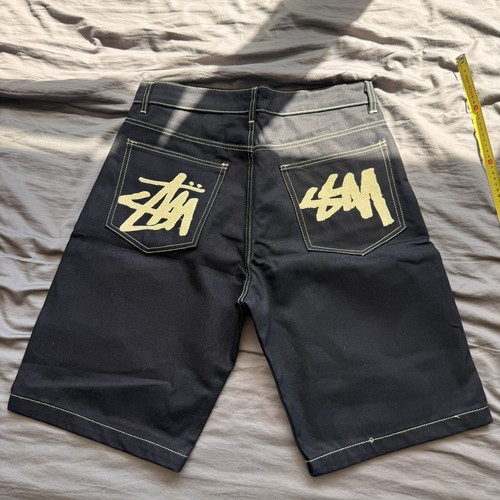Stussy gold denim shorts - gold, –