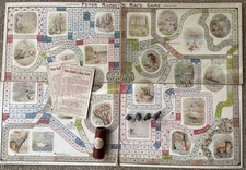 Rare First Edition Game Peter Rabbit Race Game Boxed Complete Lead Figures c1920