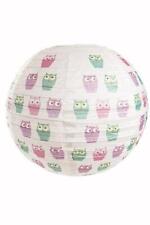 Owl Design Ribbed Paper Globe Lamp Light Shade Childrens Kids Girls Bedroom 