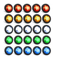 10Pcs 12V Car Truck Lorry Round LED Bullet Button Side Mini Marker Lights Lamp