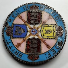 1887 ENAMEL DOUBLE FLORIN SILVER COIN EX BROOCH