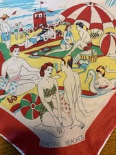 Vintage Silk Scarf CALIFORNIA Pre Disney Map Attractions Fabulous Graphics RARE