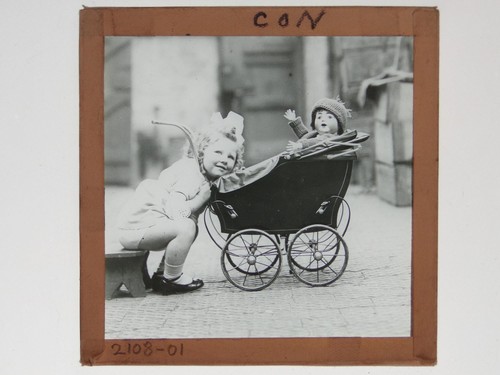 Girl doll toy pram - doll, wooden