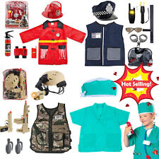 Kids Police Fireman Doctor Soilder Magician Role Play Costume Dressing Set