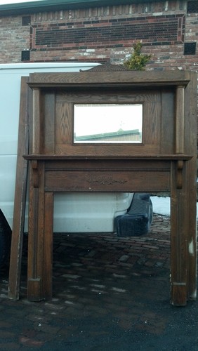 Oak fire place mantle - oak, columns