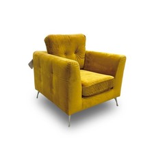 SCS 'Frankie' Armchair Mustard Velvet Comfy Compact Single Cosy Chair NEW