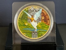 2022 1oz Silver Mexican “Aztec Calendar”. 24kt Gold Gilded.  COA in Sleeve.