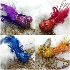 2 x 15cm CLIP ON BIRDS GOLD