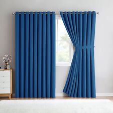 Blackout Eyelet Curtains Thermal Ready Made Ring Door Window Curtain Pair Panels