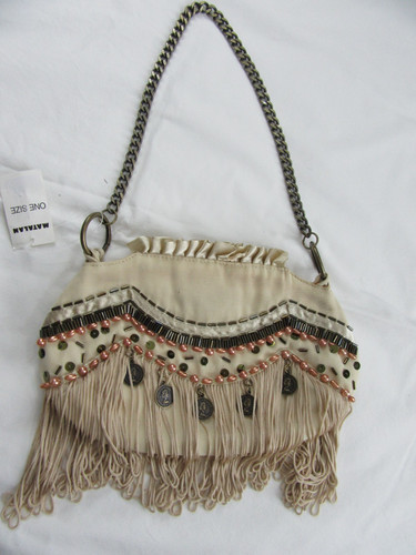 Beige pink bronze beaded - &,