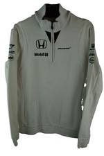 MCLAREN HONDA White High Neck Jumper size XL Mens 1/4 Zip Pullover Casual
