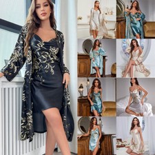 Women Silk Nightgown Robe Slip
