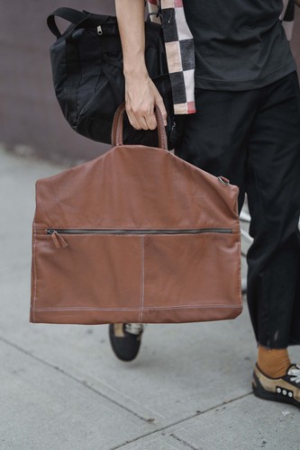 Leather suit carrier - leather,
