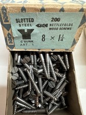 VARIOUS SIZE & LENGTHS VINTAGE STEEL SLOTTED COUNTERSUNK WOOD SCREWS NETTLEFOLDS