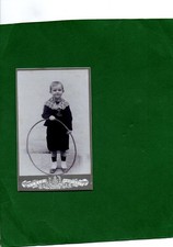 Victorian CDV Photograph Boy holding a wooden hoop toy C.1880