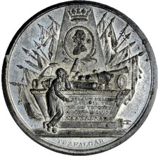 1805 Death of Nelson 52mm white metal medal BHM 579 E958