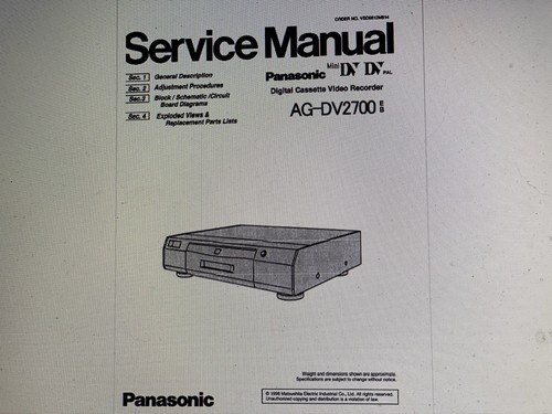 Panasonic dv2700 service - panasonic,