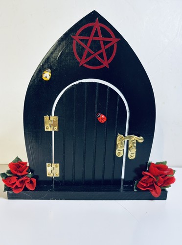 Black gothic fairy door red - gothic,