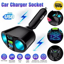 Car Cigarette Lighter Socket Adapter Dual USB Double Plug Charger Splitter 12V