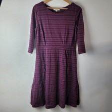 White Stuff Women Size 10 Burgundy Hole Spot Knee Dress Casual Smart Winter