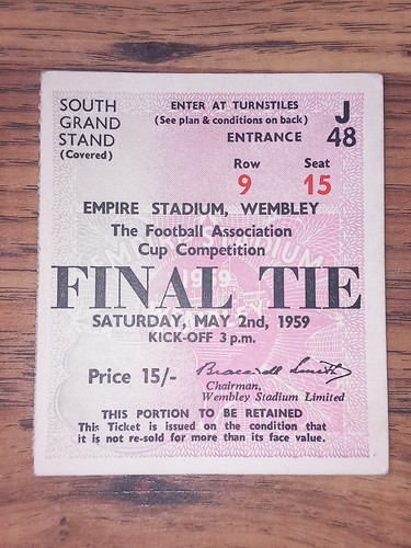 1959 cup final - fa, ticket
