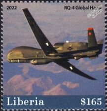 Northrop Grumman RQ-4 GLOBAL HAWK UAV Spy Drone Aircraft Stamp (2022 Liberia)