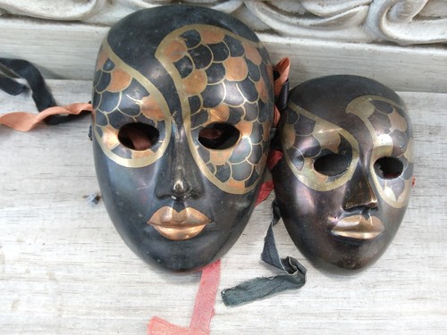 Vintage pair brass wall - a,