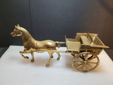 Vintage brass horse cart - horse,