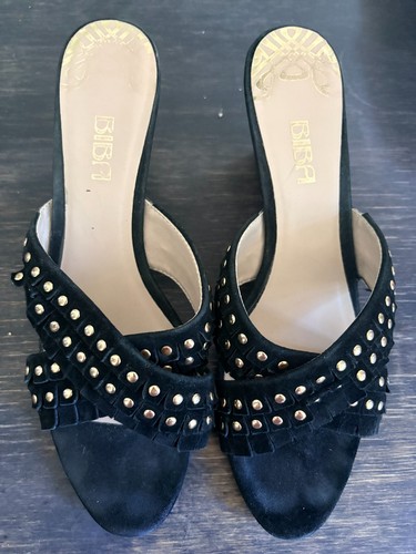 Biba black suede studded - black,