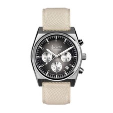 Accurist Origin 41mm Mens Round Gun Metal Analogue Watch with Cream Strap