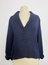 Out Of Xile Blazer Jacket Size Small Navy Blue Button Down Lagenlook Collared