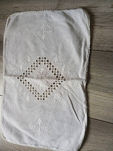 Vintage white embroidered - embroidered, tray