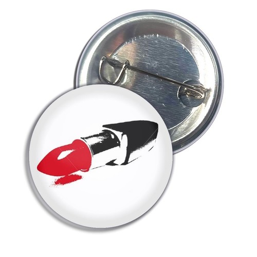 Lipstick button badge pin - lipstick,