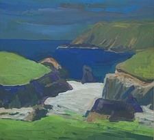Kynance Cove Cornwall Painting - Scottish artist Sheena Begg (1921-2009) Gouache