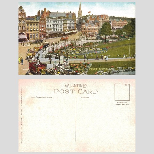 Vintage postcard entrance - vintage,