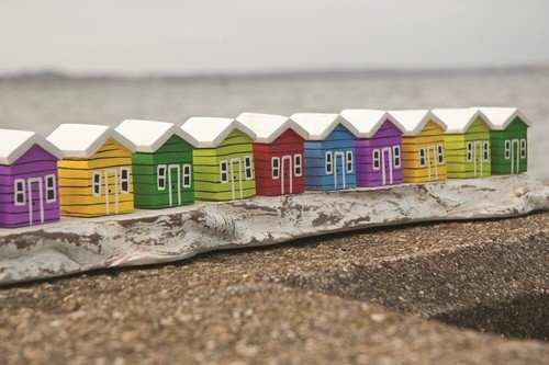 Ten beach huts - beach,