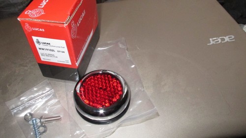Rear red round reflector - red, lucas