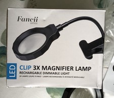 Fancii LED CLIP 3X Magnifier Lamp Rechargeable Dimmable Light