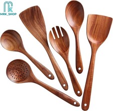 6-PCS Wooden Utensils Set  Kitchen-Cooking Utensils Set Wooden Spoon Spatula NEW